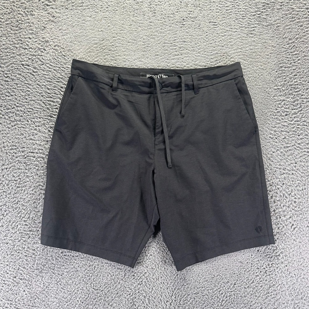 Hang Ten Shorts Mens 38 Black Polyester Chino Golf Sports Performance Stretch